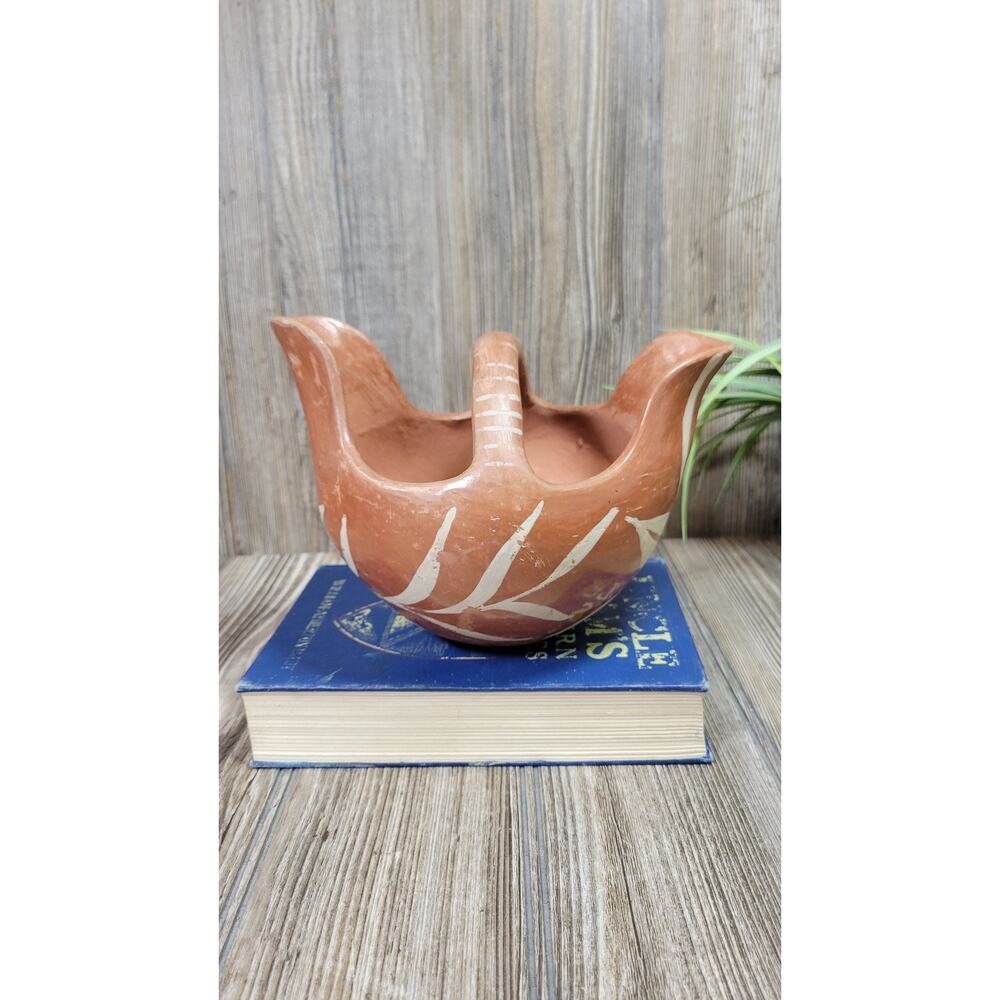Vintage San Juan Folk Art Pottery Basket Water Vessel, Unmarked